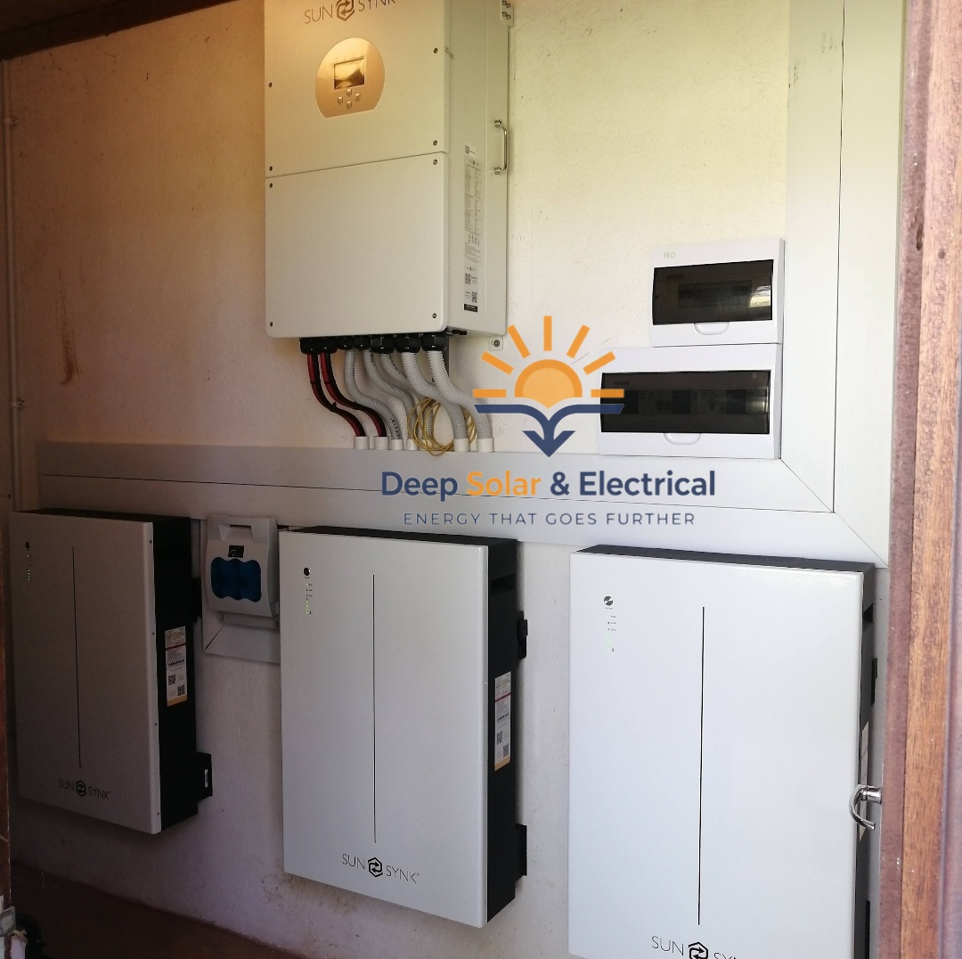 Off-grid home solar system with Sunsynk inverter and battery storage